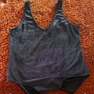 wild fable Black Sparkle V-Neck Bodysuit